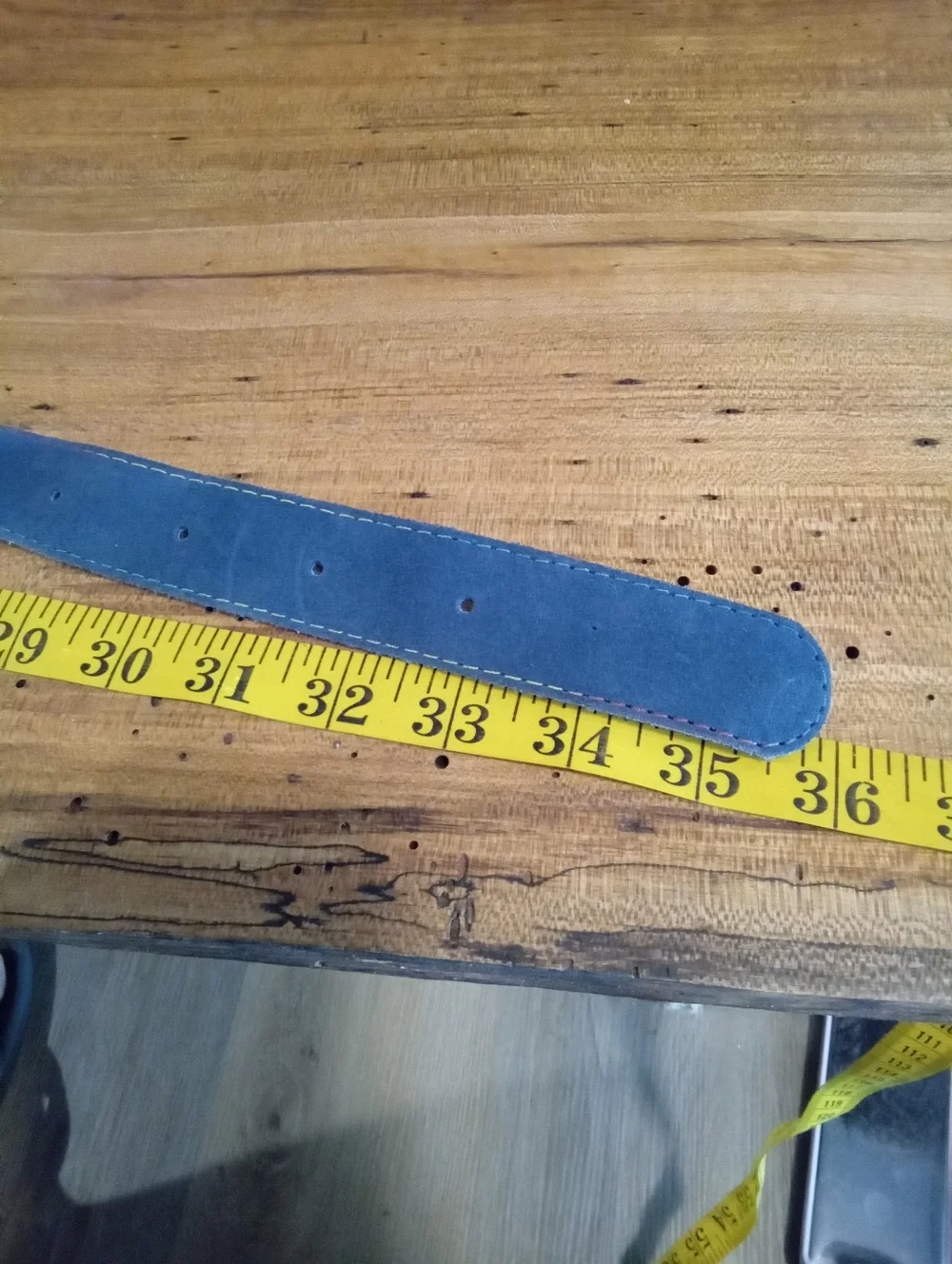 Vintage Blue Faux Suede Leather Belt with Gold-Tone Buckle
